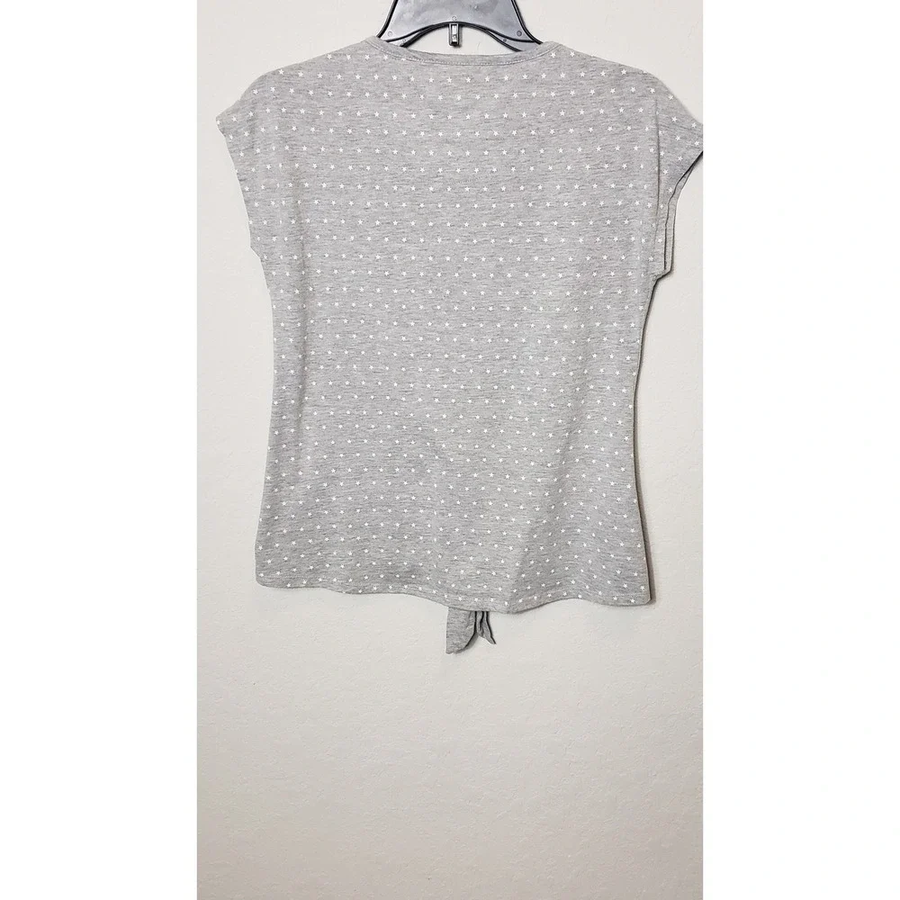 Girls Gray Canyon River Blues Sequins Star Tie Front‎ T Shirt Top Kids XL 18